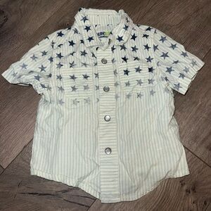 OshKosh B'gosh White and Blue Star Button Down Shirt